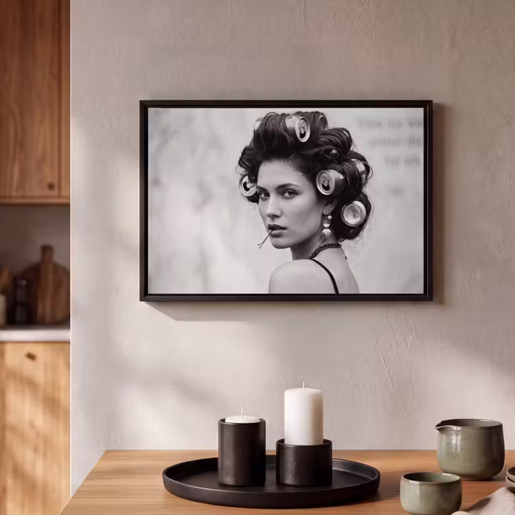 Canvas met lijst - Edgy - Vrouw - Zwart - Wit — 2