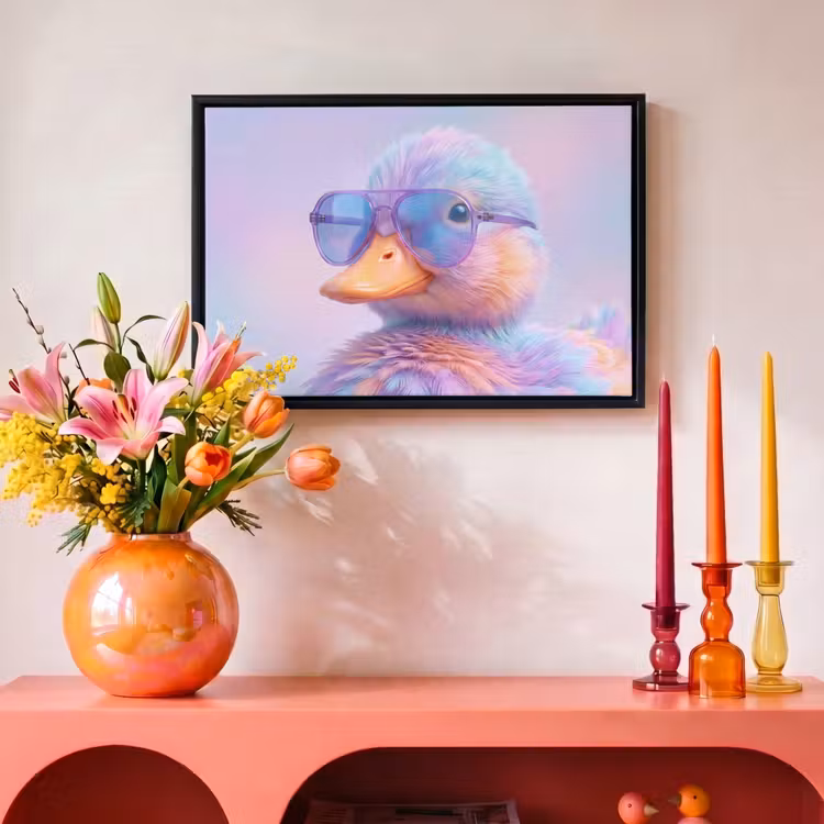 Canvas met lijst - Eend - bril - Pastel — 4