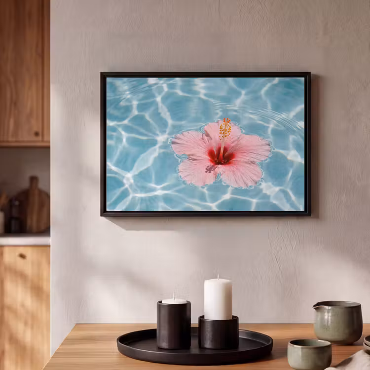 Canvas met lijst - Hibiscus - Water - Roze — 2