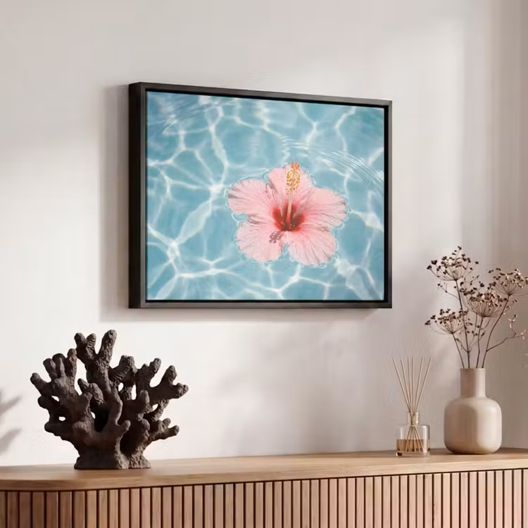 Canvas met lijst - Hibiscus - Water - Roze — 6