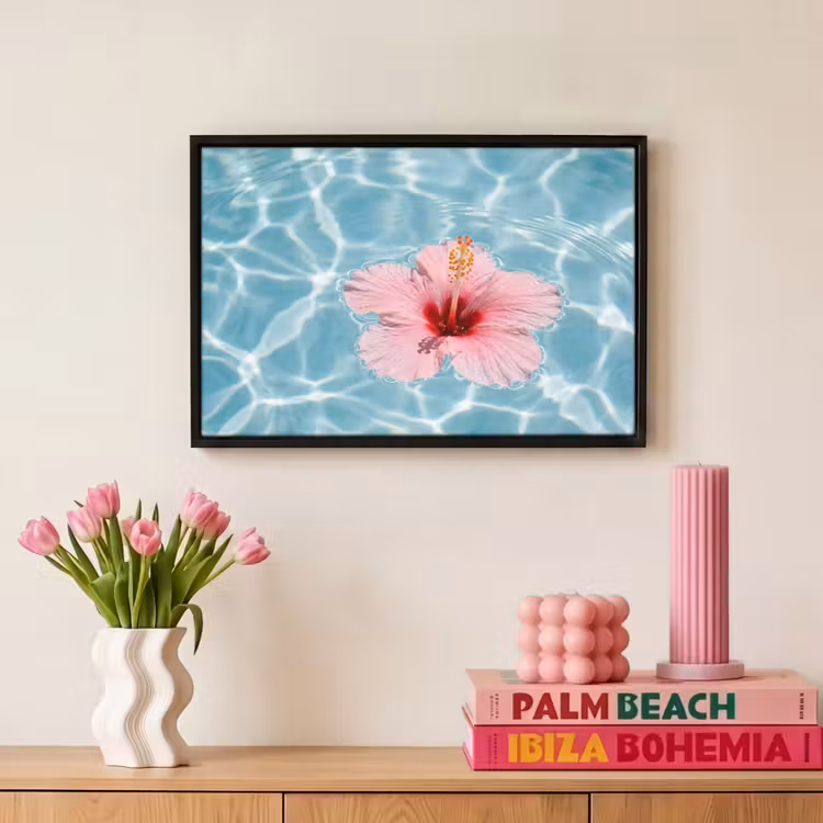 Canvas met lijst - Hibiscus - Water - Roze — 8