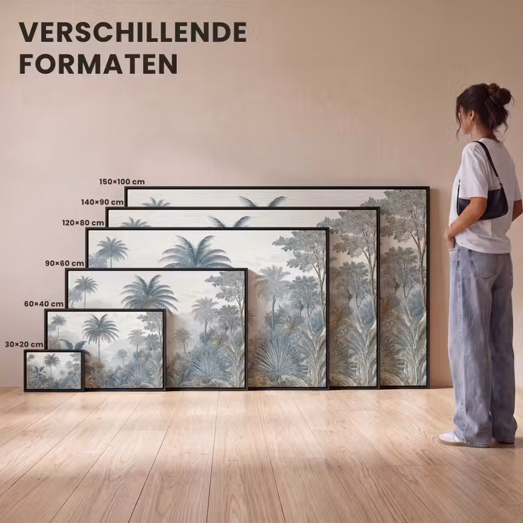 Canvas met lijst - Jungle - Modern - Blauw - Groen — 7