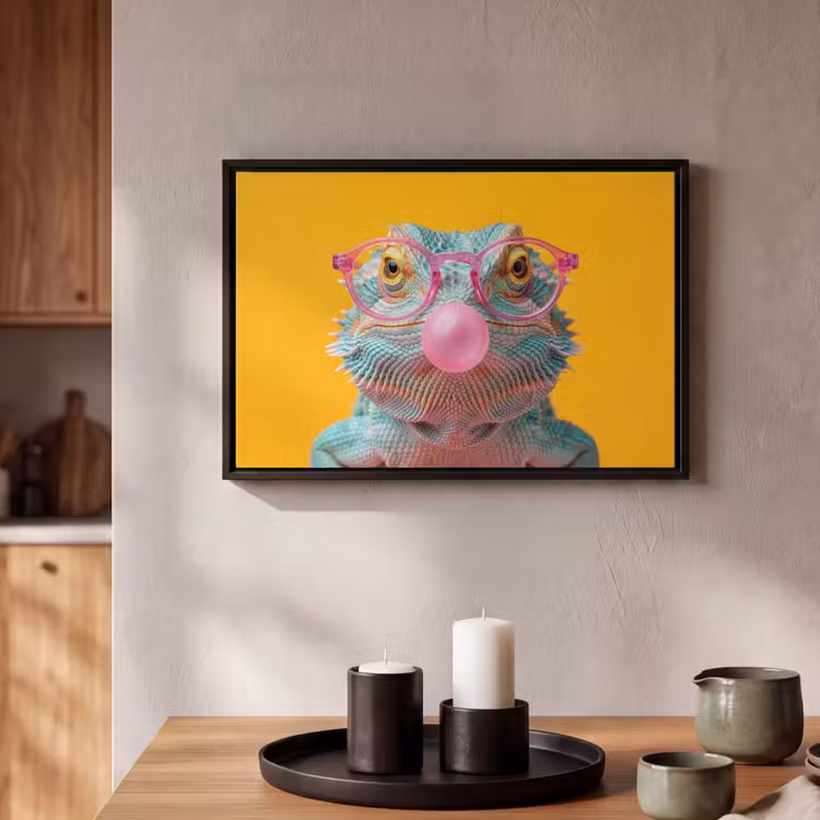 Canvas met lijst - Kameleon - Kauwgom - Kleurrijk — 2