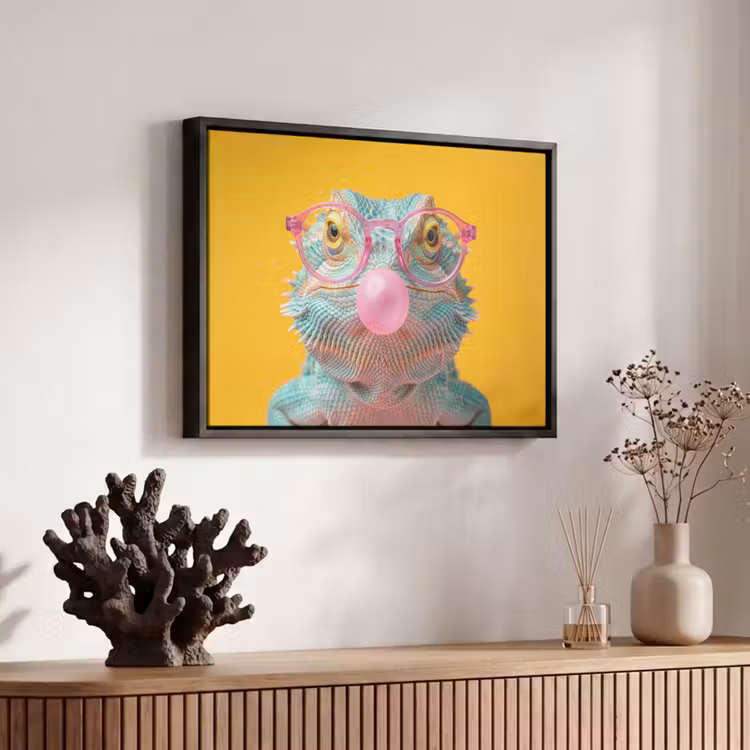 Canvas met lijst - Kameleon - Kauwgom - Kleurrijk — 6
