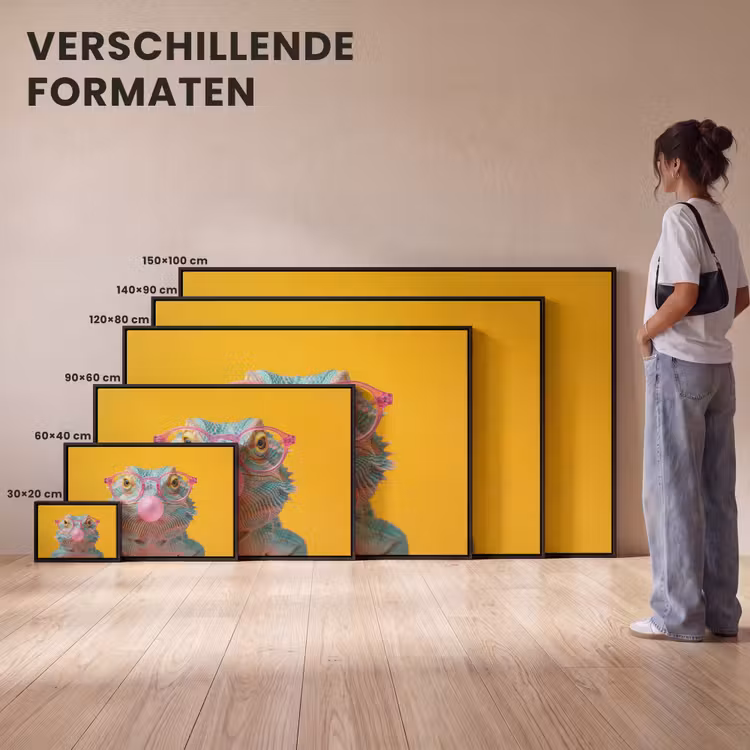 Canvas met lijst - Kameleon - Kauwgom - Kleurrijk — 7