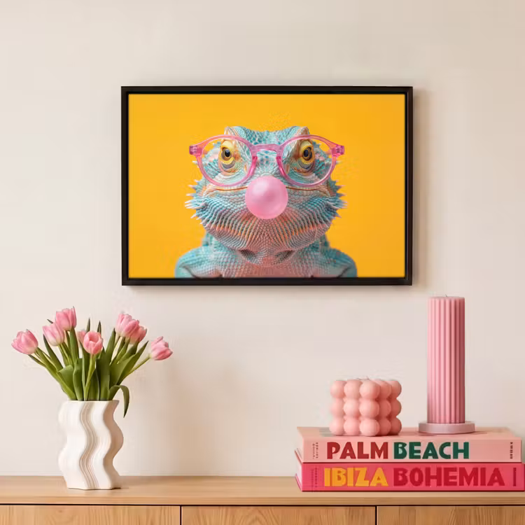 Canvas met lijst - Kameleon - Kauwgom - Kleurrijk — 8