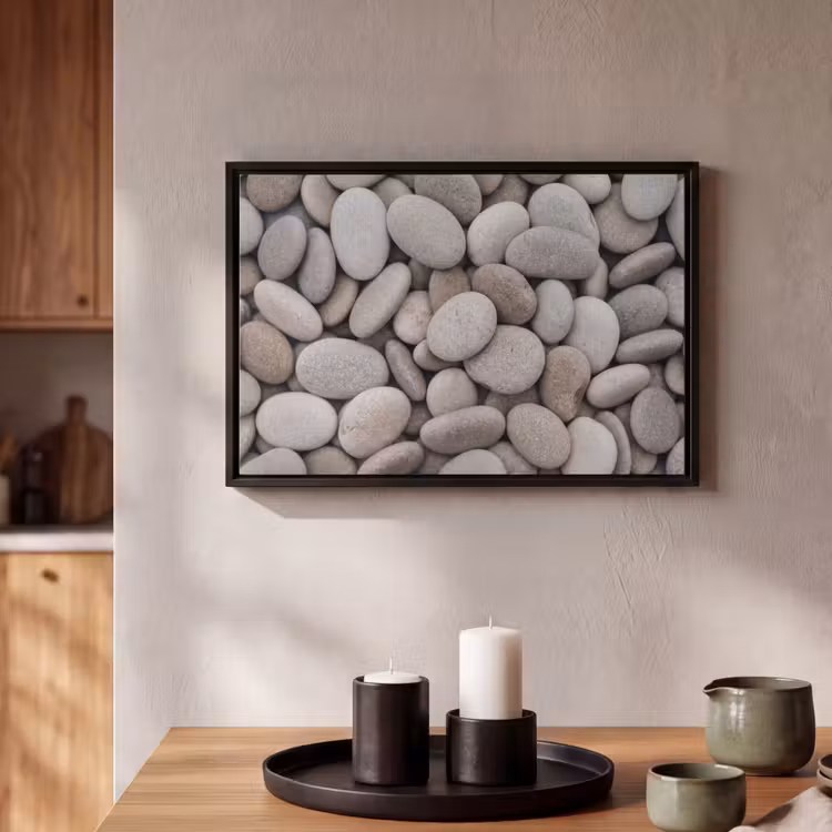 Canvas met lijst - Kiezels - Stenen - Grijs — 2