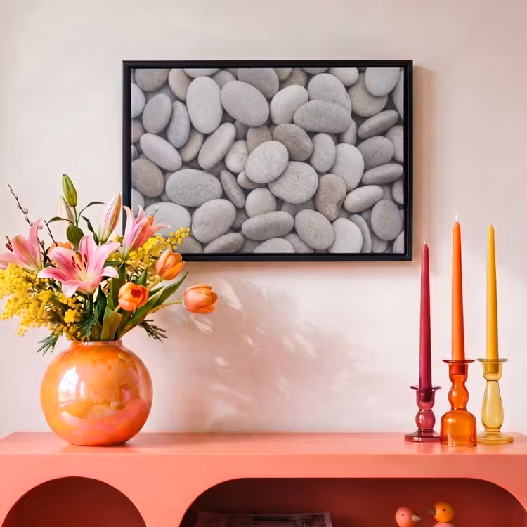Canvas met lijst - Kiezels - Stenen - Grijs — 4