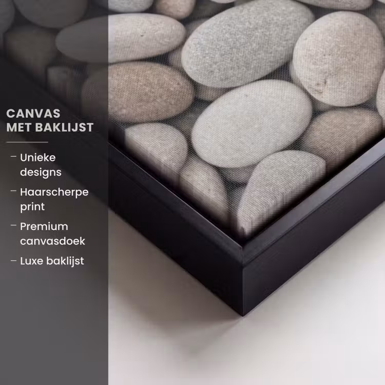 Canvas met lijst - Kiezels - Stenen - Grijs — 5