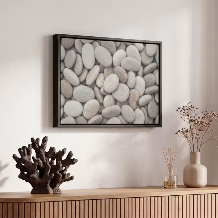 Canvas met lijst - Kiezels - Stenen - Grijs — 6