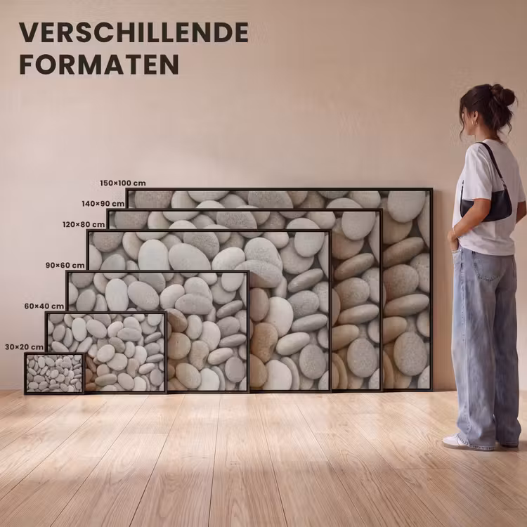 Canvas met lijst - Kiezels - Stenen - Grijs — 7