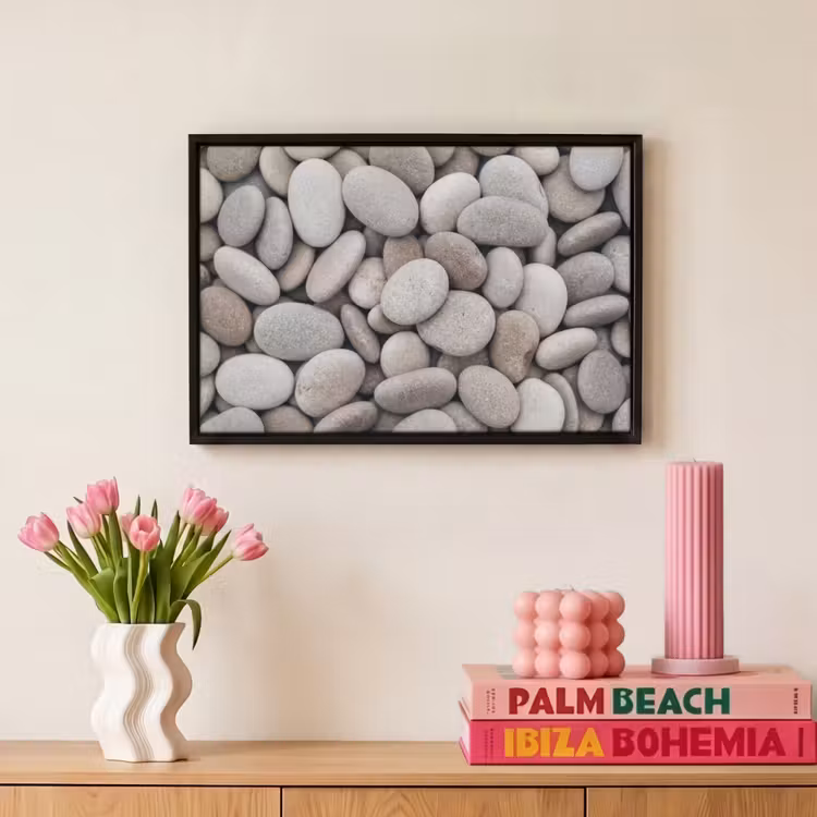 Canvas met lijst - Kiezels - Stenen - Grijs — 8