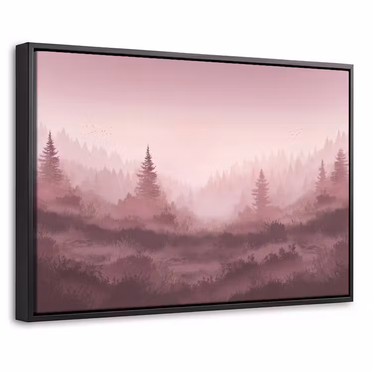 Canvas met lijst - Landschap - Mistig - Roze — 1