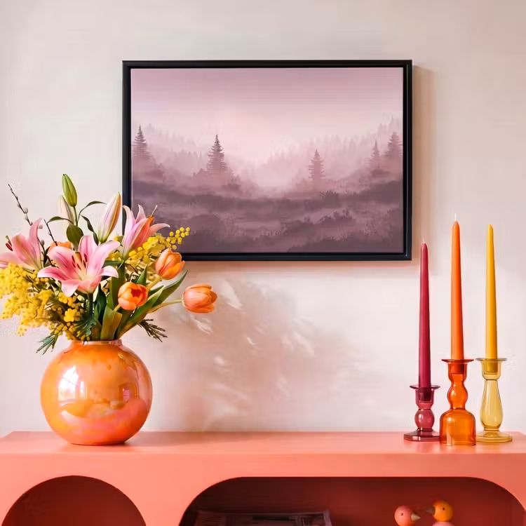 Canvas met lijst - Landschap - Mistig - Roze — 4