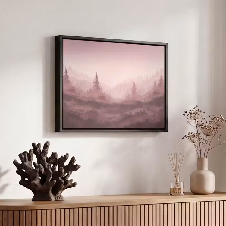 Canvas met lijst - Landschap - Mistig - Roze — 6