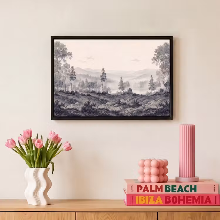 Canvas met lijst - Mistig - Berglandschap - Illustratie — 8