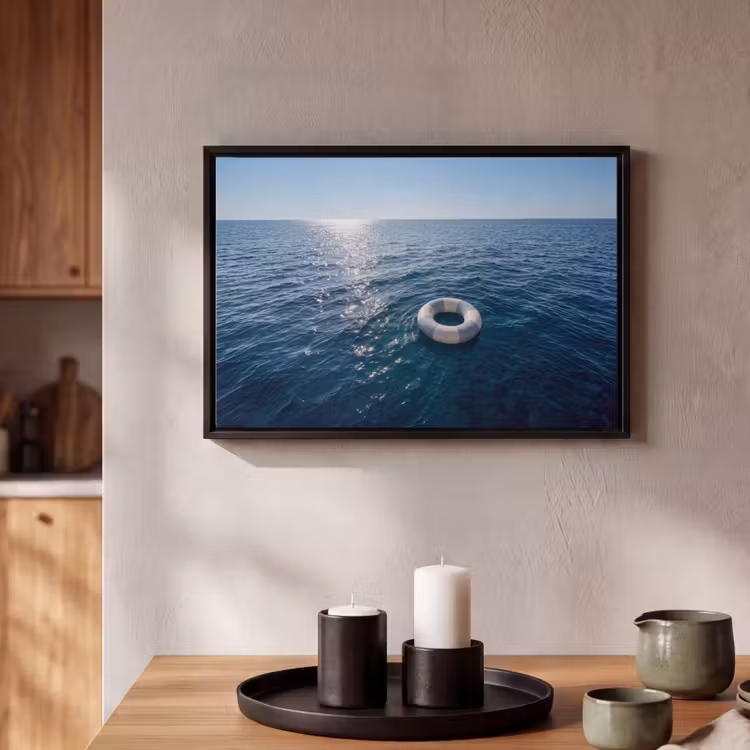 Canvas met lijst - Oceaan - Zwemband - Horizon — 2