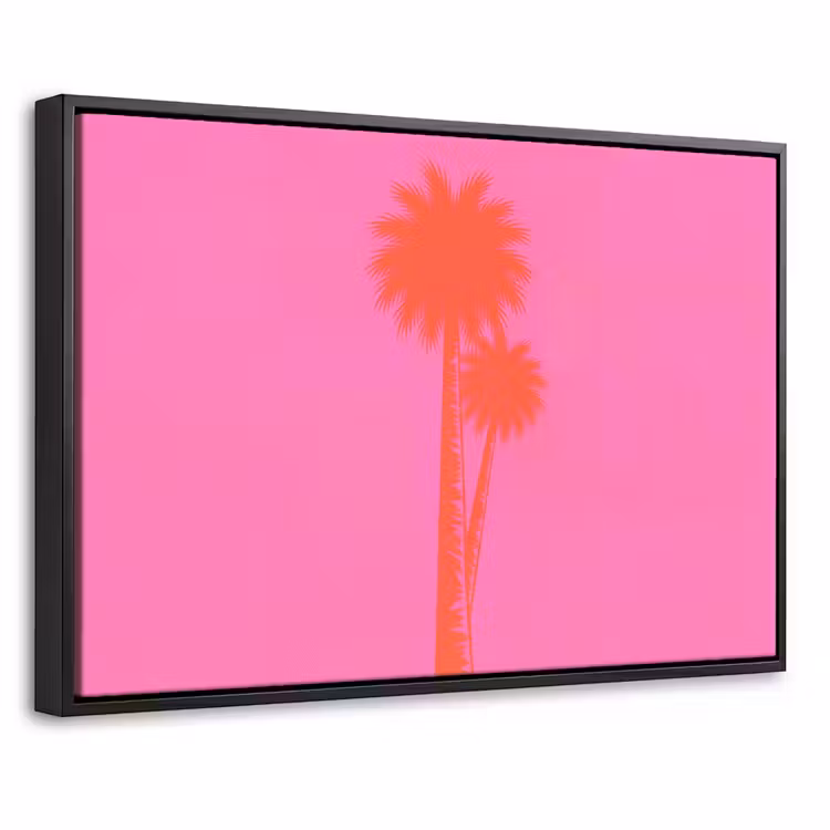 Canvas met lijst - Palmbomen - Modern - Roze — 1