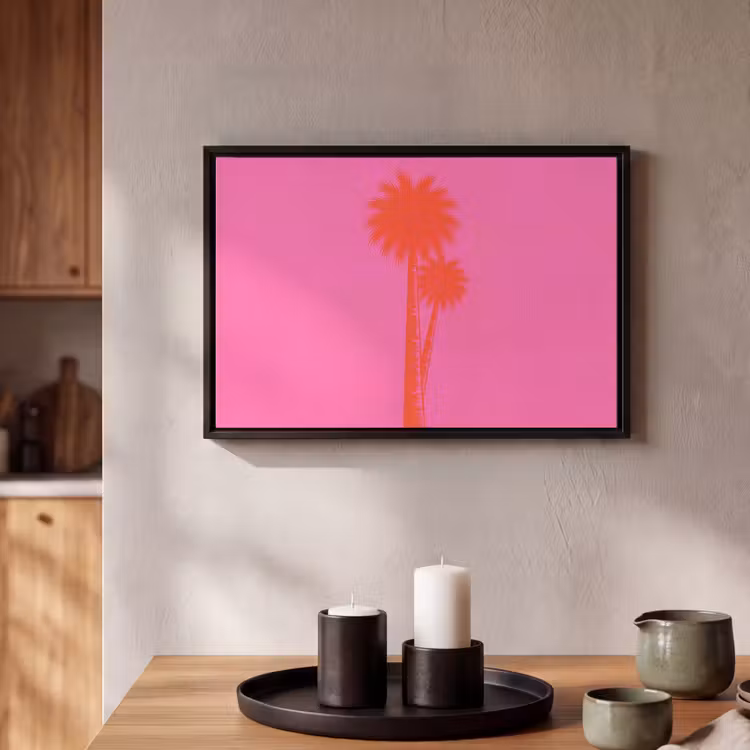 Canvas met lijst - Palmbomen - Modern - Roze — 2