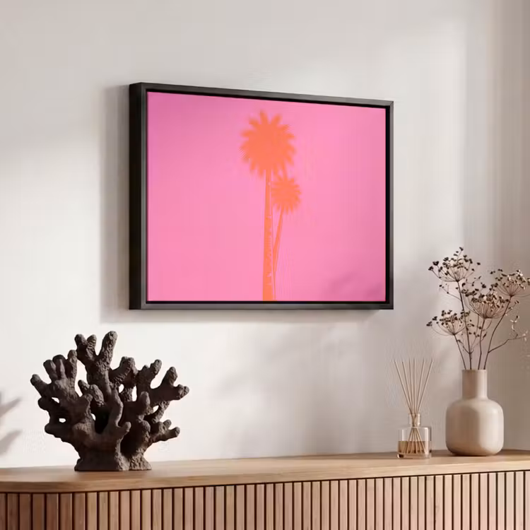 Canvas met lijst - Palmbomen - Modern - Roze — 6