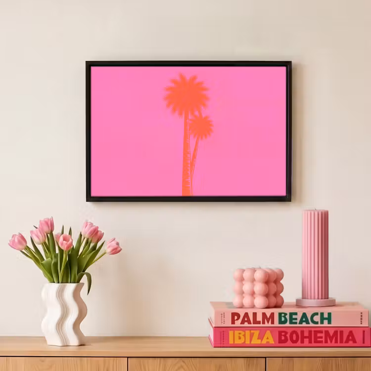 Canvas met lijst - Palmbomen - Modern - Roze — 8