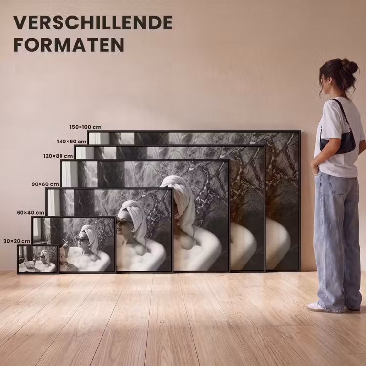 Canvas met lijst - Relaxt - Bad - Zwart - Wit — 7