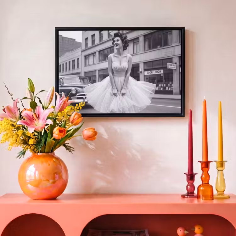 Canvas met lijst - Retro - Vrouw - Zwart - Wit — 4
