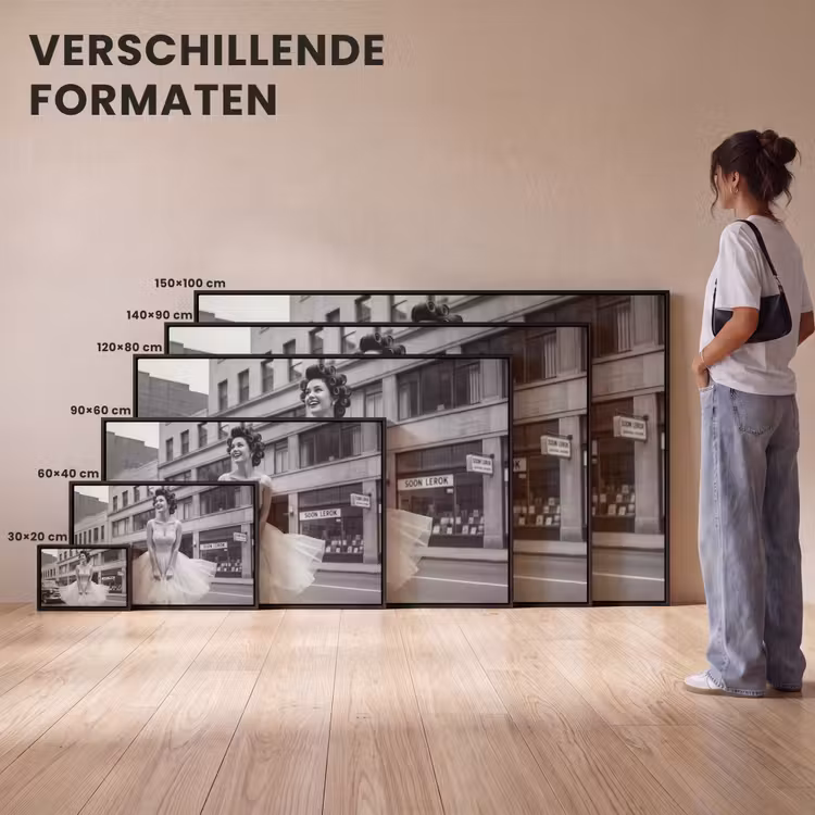 Canvas met lijst - Retro - Vrouw - Zwart - Wit — 7