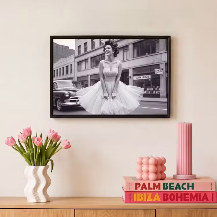 Canvas met lijst - Retro - Vrouw - Zwart - Wit — 8