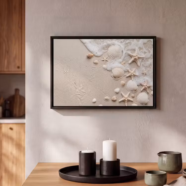 Canvas met lijst - Schelpen - Zeesterren - Strand — 2