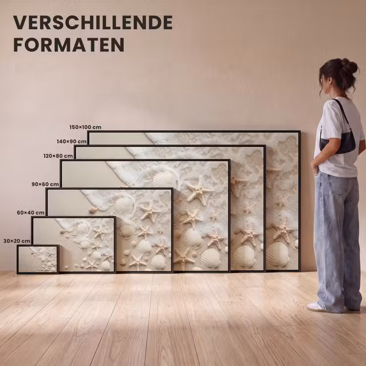 Canvas met lijst - Schelpen - Zeesterren - Strand — 7