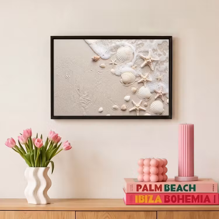 Canvas met lijst - Schelpen - Zeesterren - Strand — 8