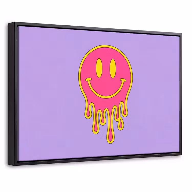 Canvas met lijst - Smiley - Drip - Neon — 1