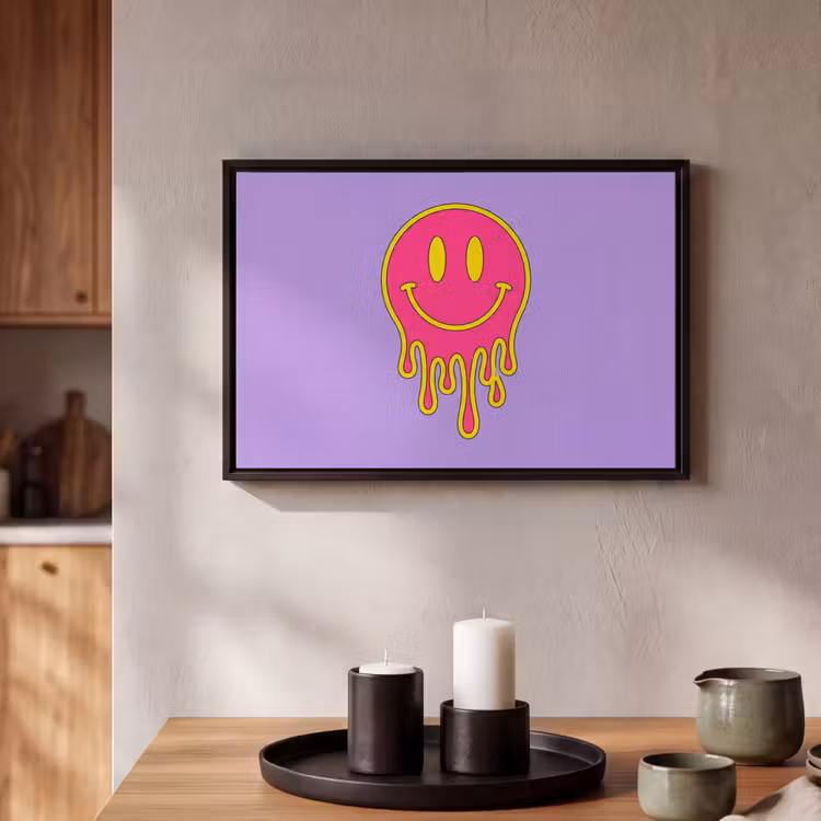 Canvas met lijst - Smiley - Drip - Neon — 2