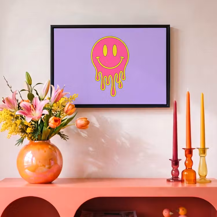 Canvas met lijst - Smiley - Drip - Neon — 4
