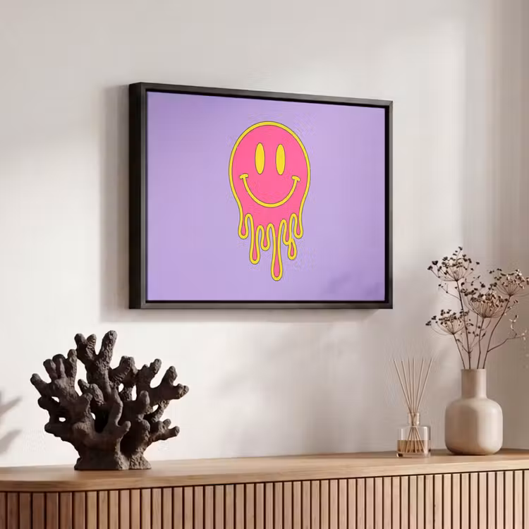Canvas met lijst - Smiley - Drip - Neon — 6
