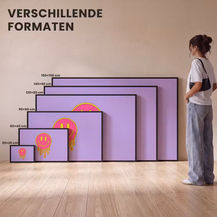 Canvas met lijst - Smiley - Drip - Neon — 7
