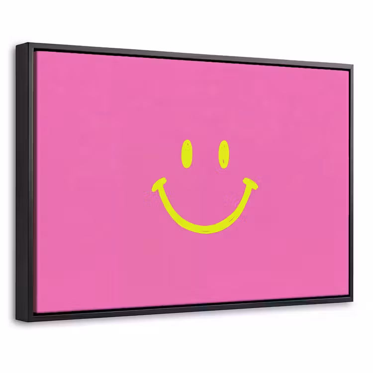 Canvas met lijst - Smiley - Vrolijk - Roze — 1