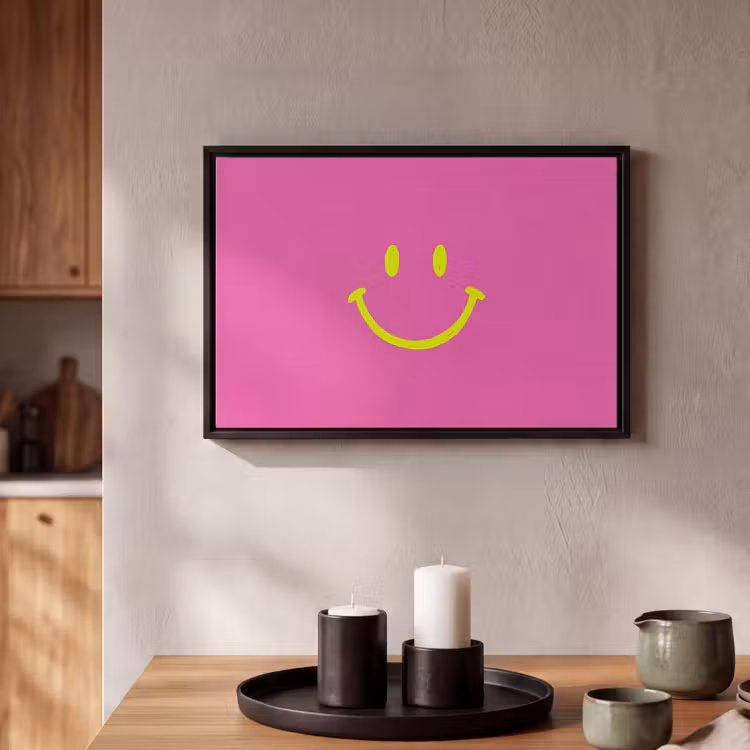 Canvas met lijst - Smiley - Vrolijk - Roze — 2