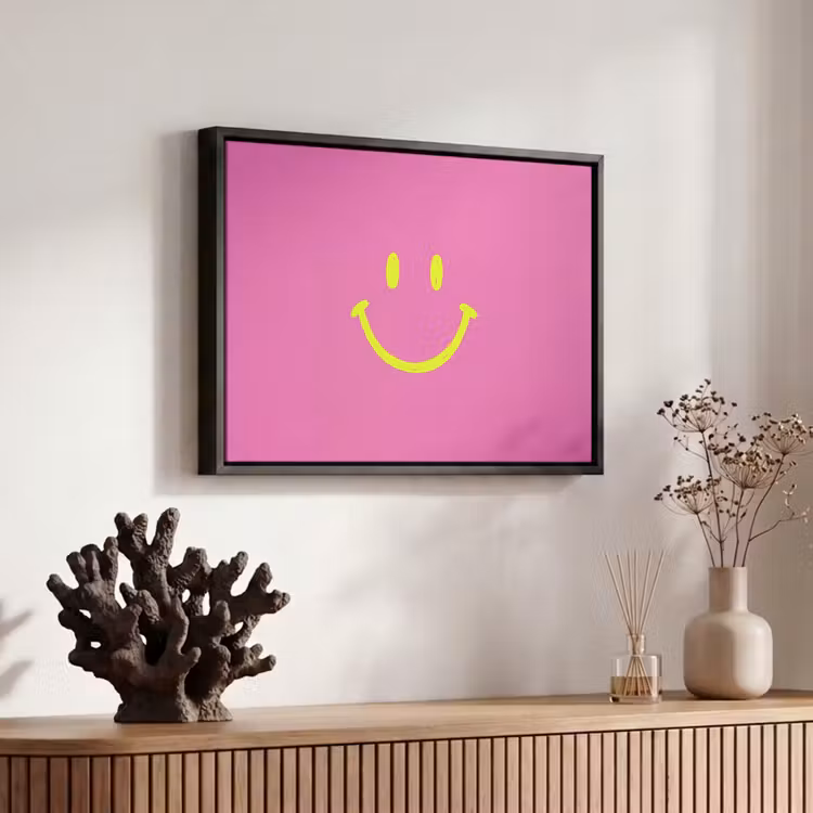 Canvas met lijst - Smiley - Vrolijk - Roze — 6