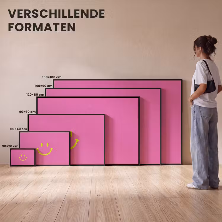 Canvas met lijst - Smiley - Vrolijk - Roze — 7