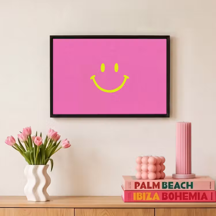 Canvas met lijst - Smiley - Vrolijk - Roze — 8
