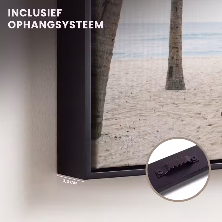 Canvas met lijst - Surfboard - Palmbomen - Kleurrijk — 3