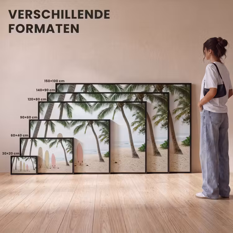 Canvas met lijst - Surfboard - Palmbomen - Kleurrijk — 7