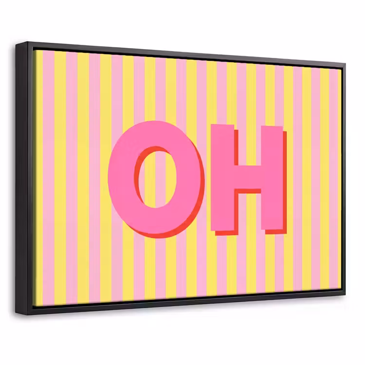 Canvas met lijst - Tekst - Strepen - Roze — 1