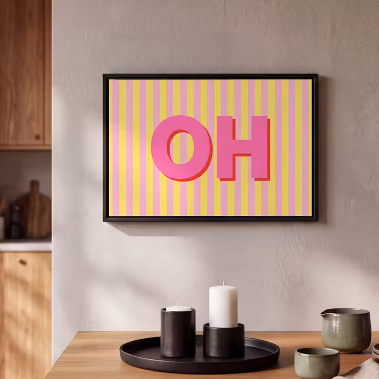 Canvas met lijst - Tekst - Strepen - Roze — 2