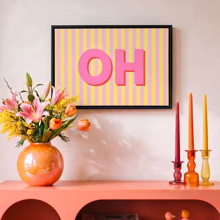 Canvas met lijst - Tekst - Strepen - Roze — 4