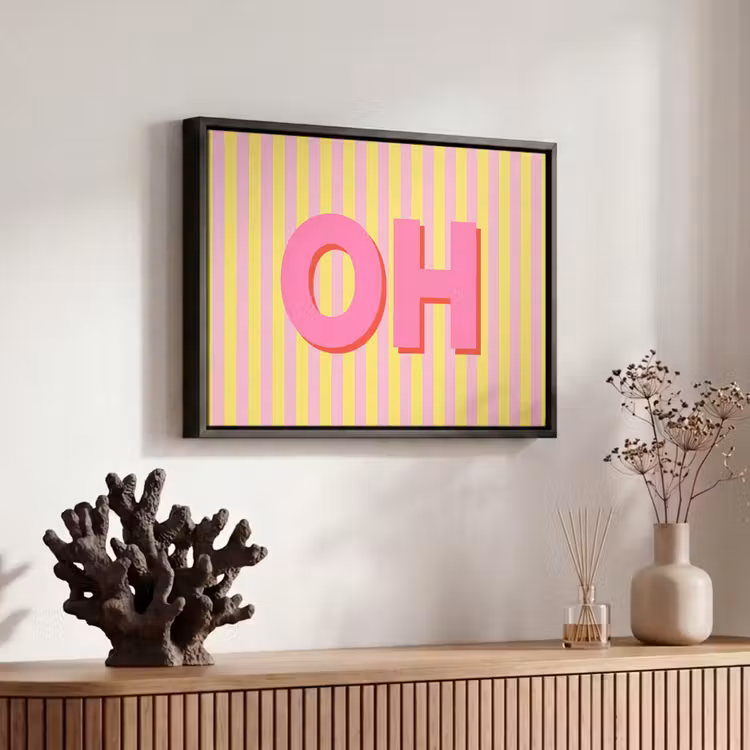 Canvas met lijst - Tekst - Strepen - Roze — 6