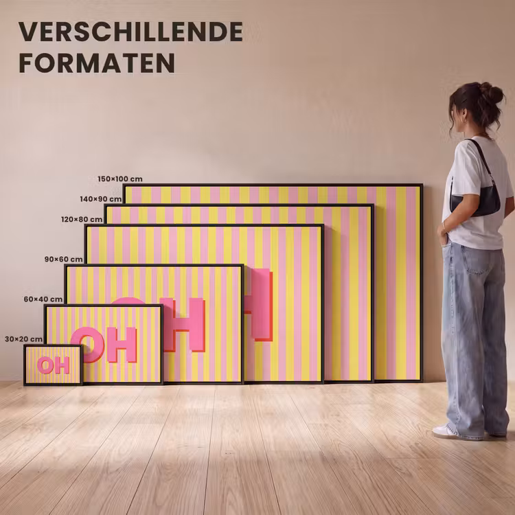 Canvas met lijst - Tekst - Strepen - Roze — 7