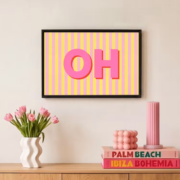 Canvas met lijst - Tekst - Strepen - Roze — 8
